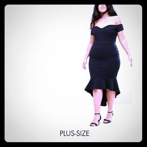 John Zack midi off the shoulder dress with ruffle